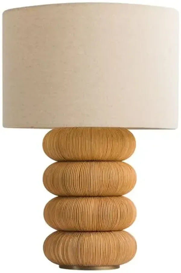 Hugo Rattan Table Lamp - Tulsi Home - Brown
