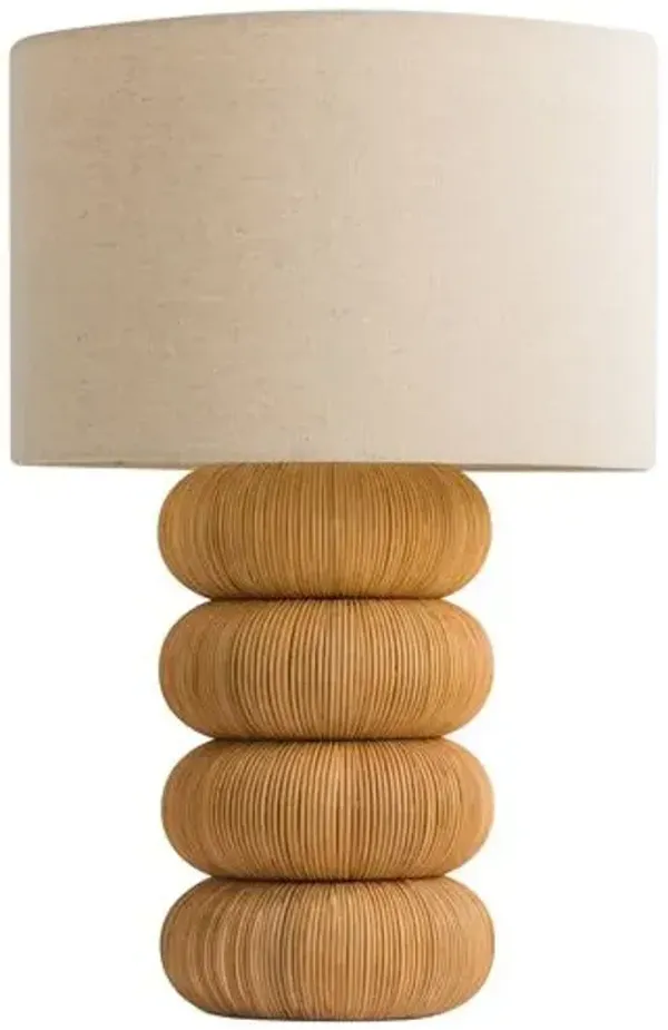 Hugo Rattan Table Lamp - Tulsi Home - Brown