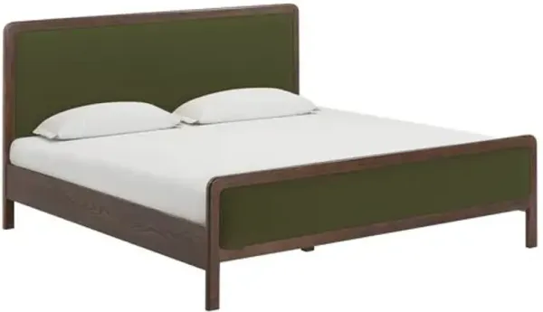 Noelle Wood Frame Platform Bed - Velvet - Green