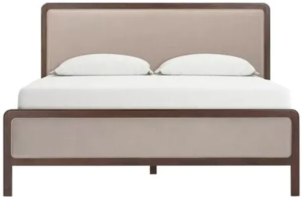Noelle Wood Frame Upholstered Platform Bed - Velvet - Brown