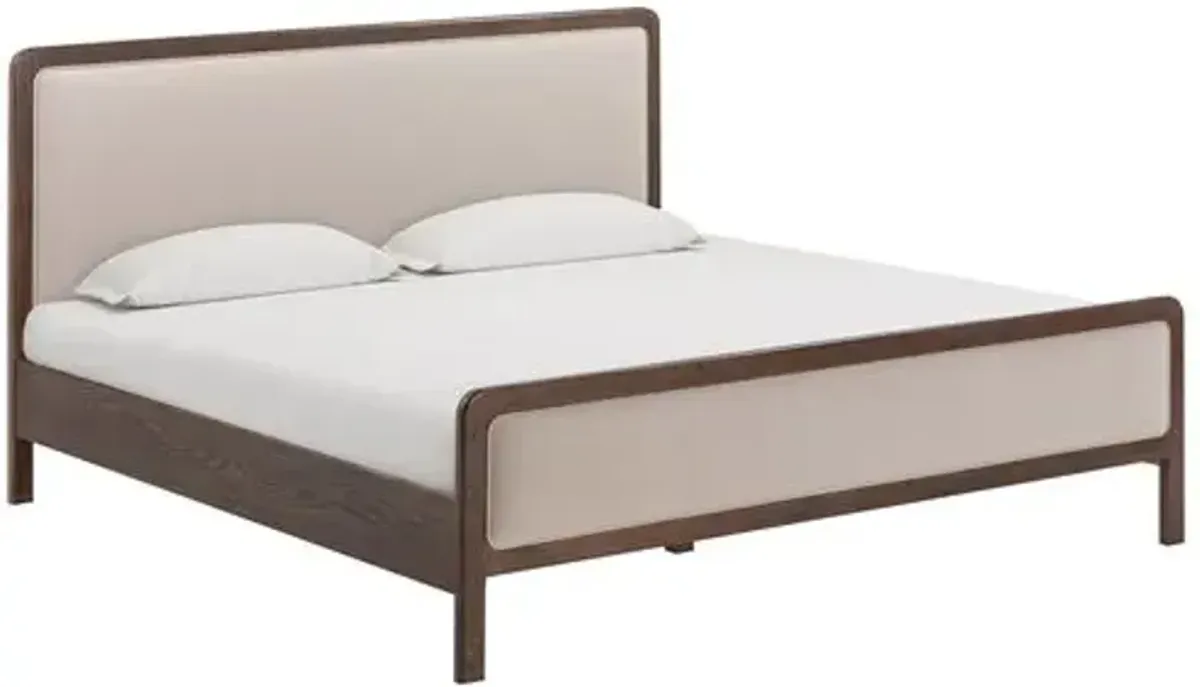 Noelle Wood Frame Upholstered Platform Bed - Velvet - Brown