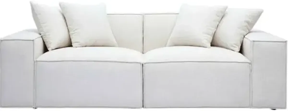 Trixie 84" Chenille Basketweave Modular Loveseat - Beige