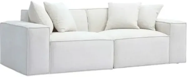 Trixie 84" Chenille Basketweave Modular Loveseat - Beige