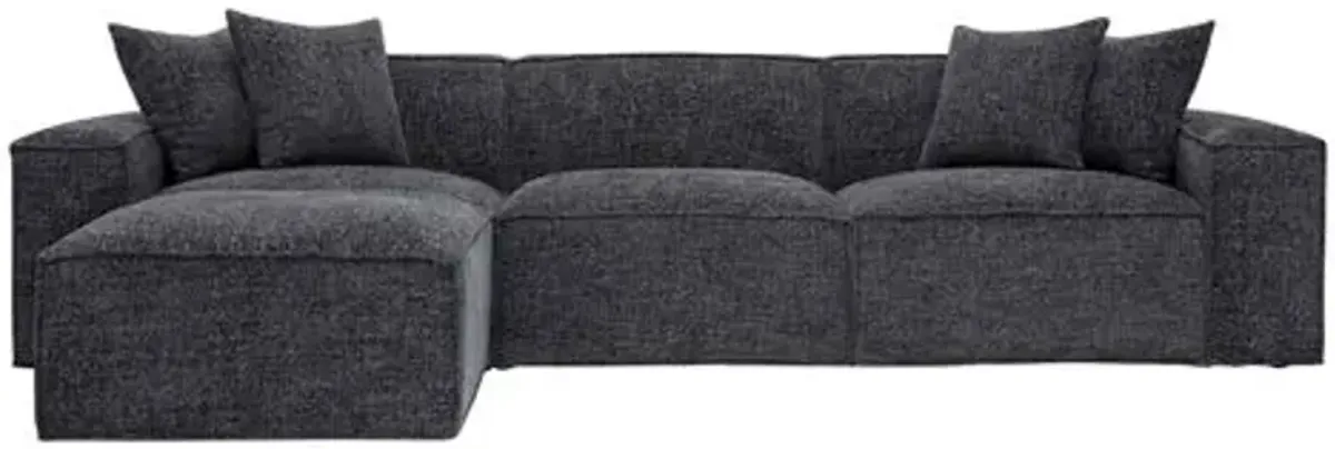 Trixie Chenille Basketweave Modular Sectional - Black
