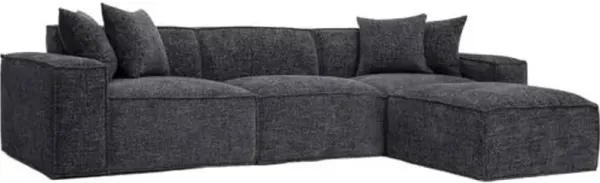 Trixie Chenille Basketweave Modular Sectional - Black