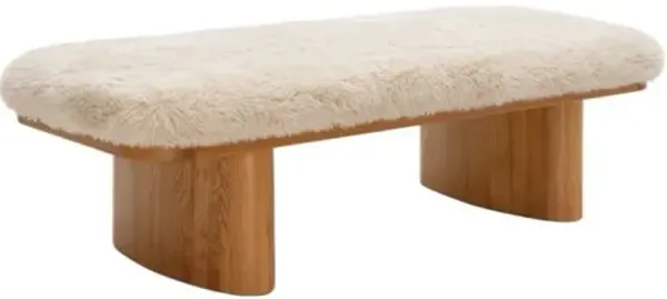 Rosa Straight Faux Shearling Bench - Brown