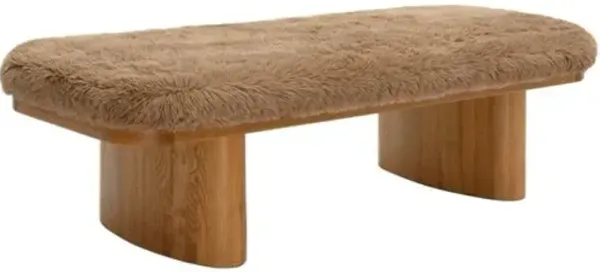 Rosa Straight Faux Shearling Bench - Brown