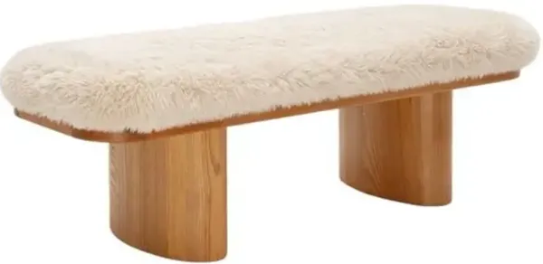 Fletcher Straight Faux Shearling Bench - Brown