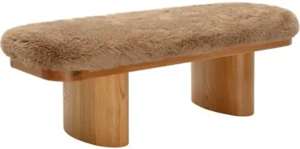 Fletcher Straight Faux Shearling Bench - Brown