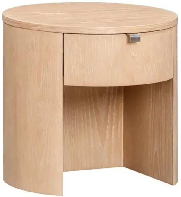 Mesa Wood Round 1-Drawer Nightstand