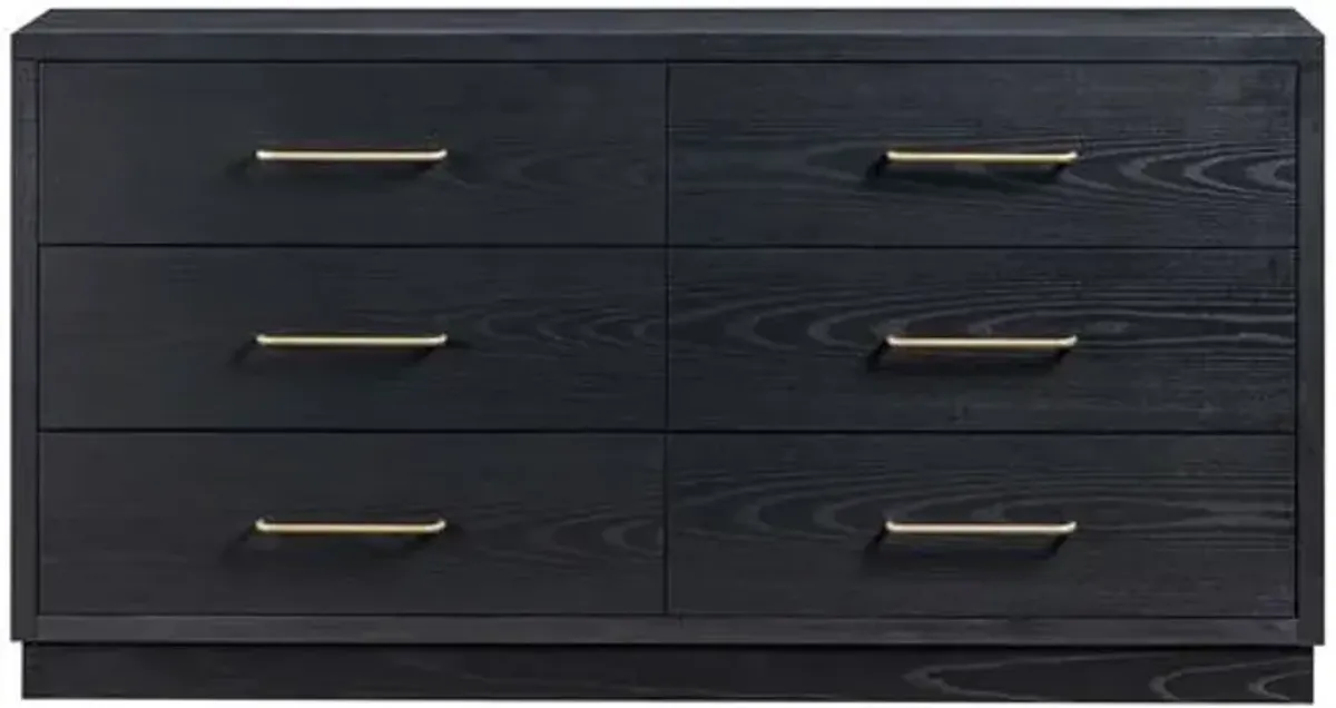 Mesa 6-Drawer Wood Dresser - Black
