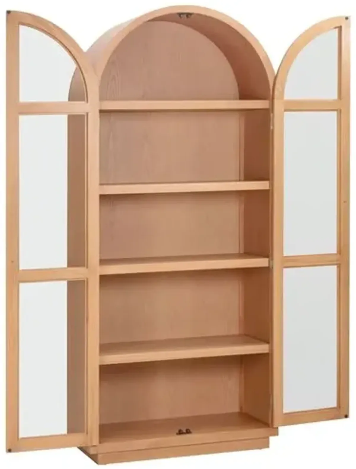 Mesa 84" Tall Arched Wood Glass Door Display Cabinet - Brown
