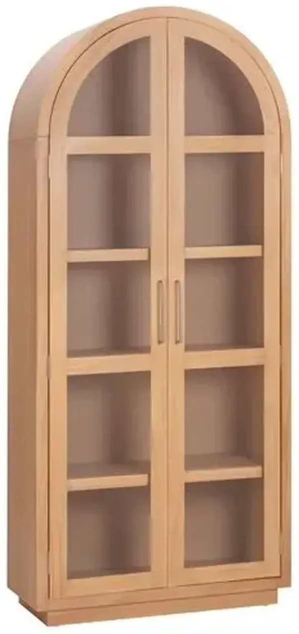 Mesa 84" Tall Arched Wood Glass Door Display Cabinet - Brown