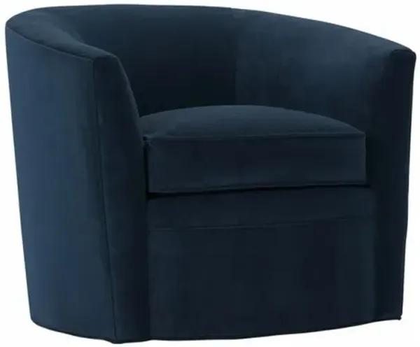 Jovie Velvet Swivel Barrel Chair - Blue
