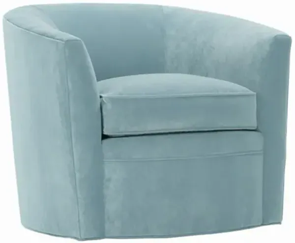Jovie Velvet Swivel Barrel Chair - Blue