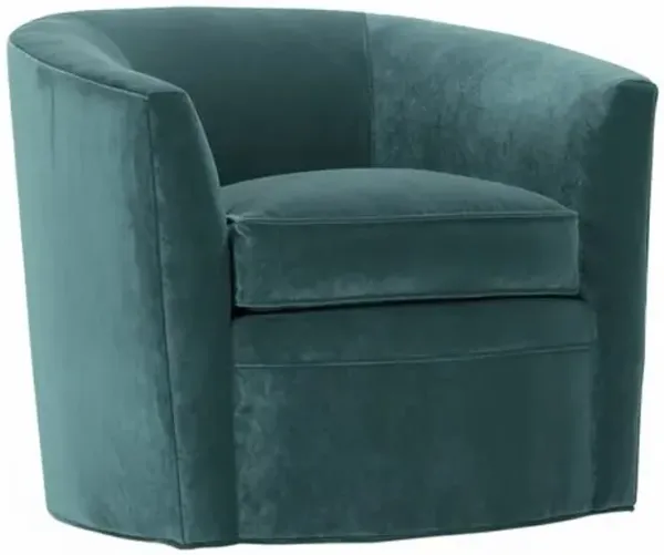 Jovie Velvet Swivel Barrel Chair - Blue