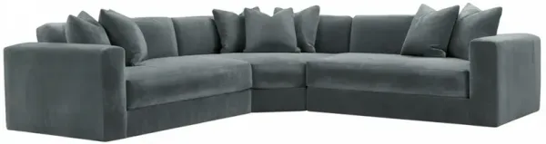 Hadley Velvet 3-Pc Corner Sectional - Gray
