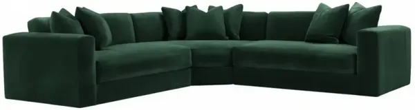 Hadley Velvet 3-Pc Corner Sectional - Green