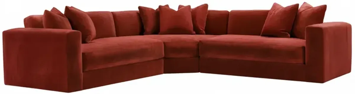 Hadley Velvet 3-Pc Corner Sectional - Brown