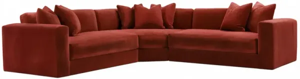 Hadley Velvet 3-Pc Corner Sectional - Brown