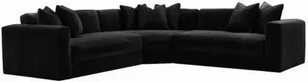 Hadley Velvet 3-Pc Corner Sectional - Black