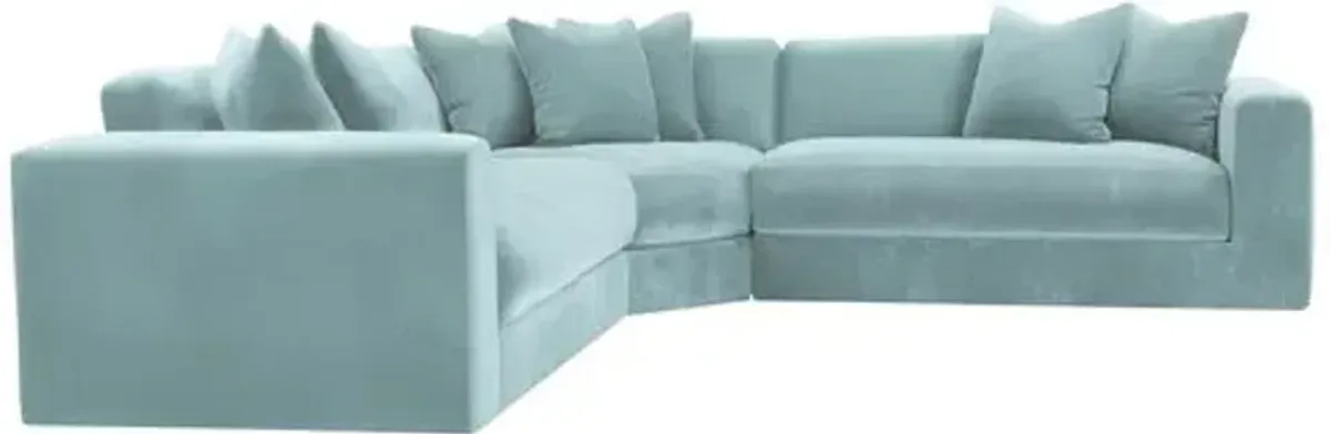 Hadley Velvet 3-Pc Corner Sectional - Blue