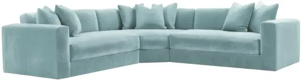 Hadley Velvet 3-Pc Corner Sectional - Blue