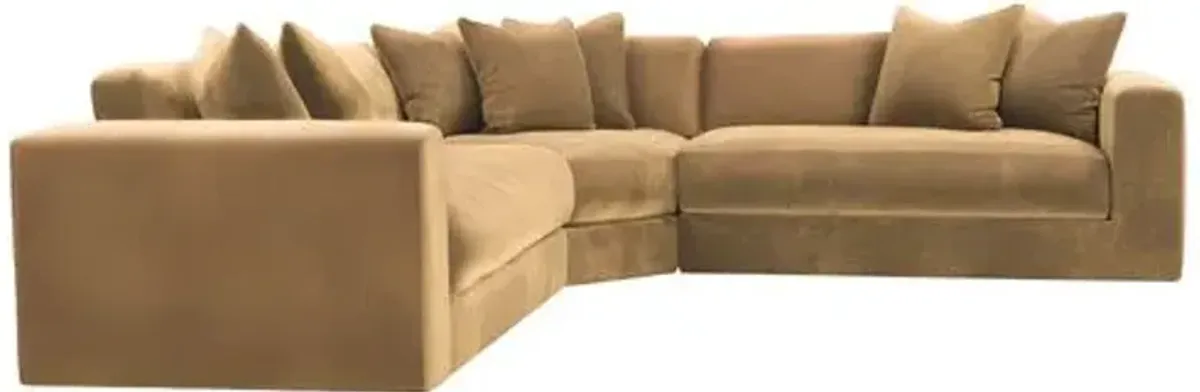 Hadley Velvet 3-Pc Corner Sectional - Brown
