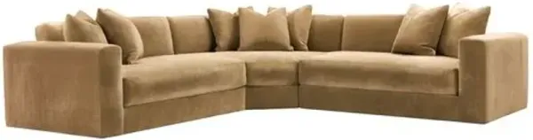 Hadley Velvet 3-Pc Corner Sectional - Brown