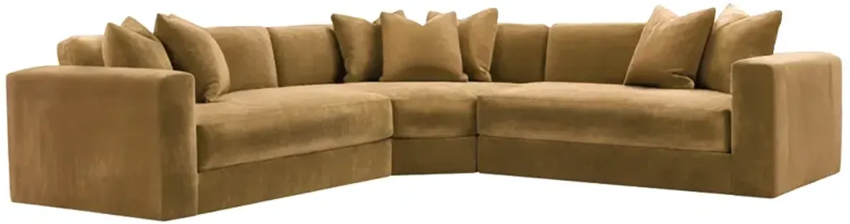 Hadley Velvet 3-Pc Corner Sectional - Gold