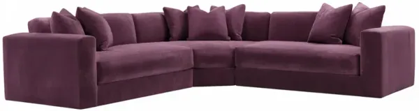 Hadley Velvet 3-Pc Corner Sectional - Purple