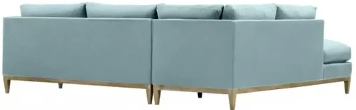 Elodie 107" Velvet Chaise Sectional - Blue - Comfortable, Sturdy, Stylish