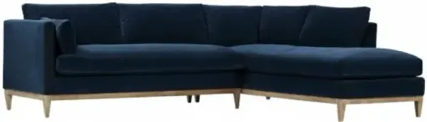 Elodie 107" Velvet Chaise Sectional - Blue - Comfortable, Sturdy, Stylish