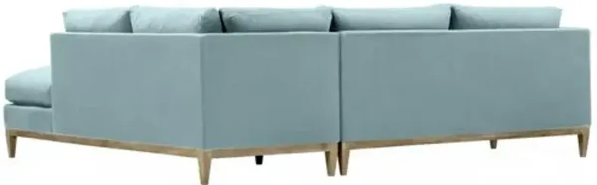 Elodie 107" Velvet Chaise Sectional - Blue - Comfortable, Sturdy, Stylish