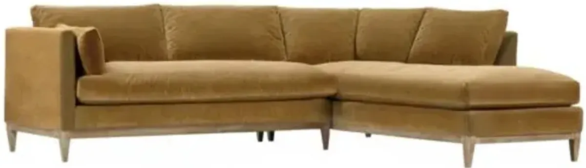 Elodie 107" Velvet Chaise Sectional - Gold - Comfortable, Sturdy, Stylish