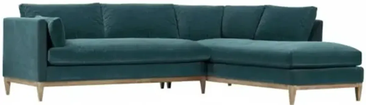 Elodie 107" Velvet Chaise Sectional - Blue - Comfortable, Sturdy, Stylish