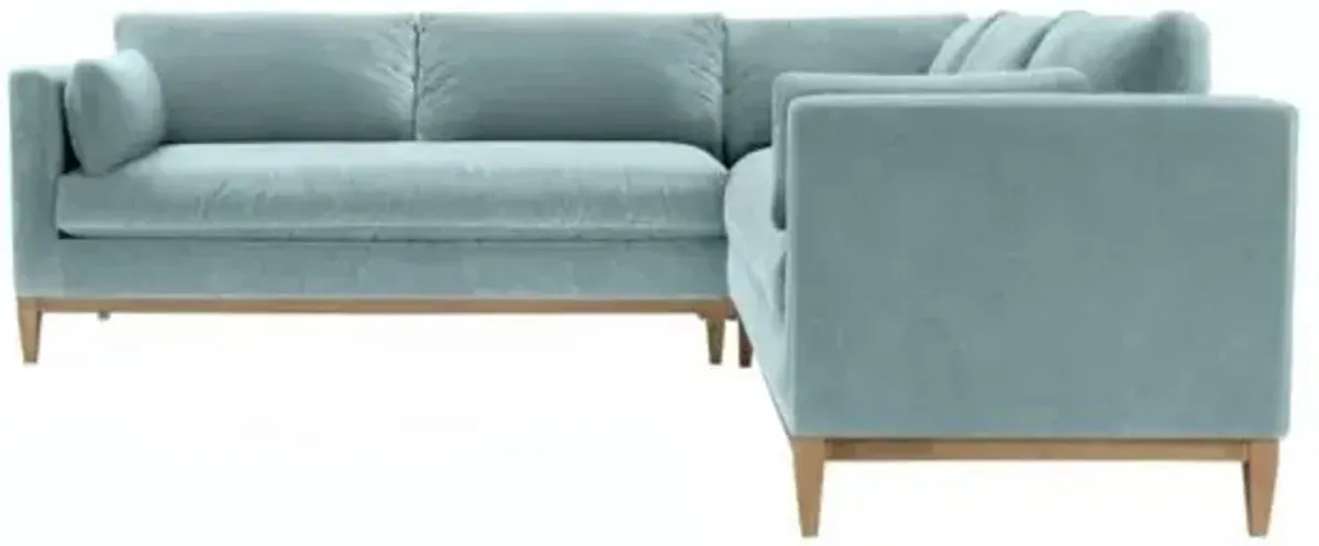Elodie 107" Velvet Corner Sectional - Blue