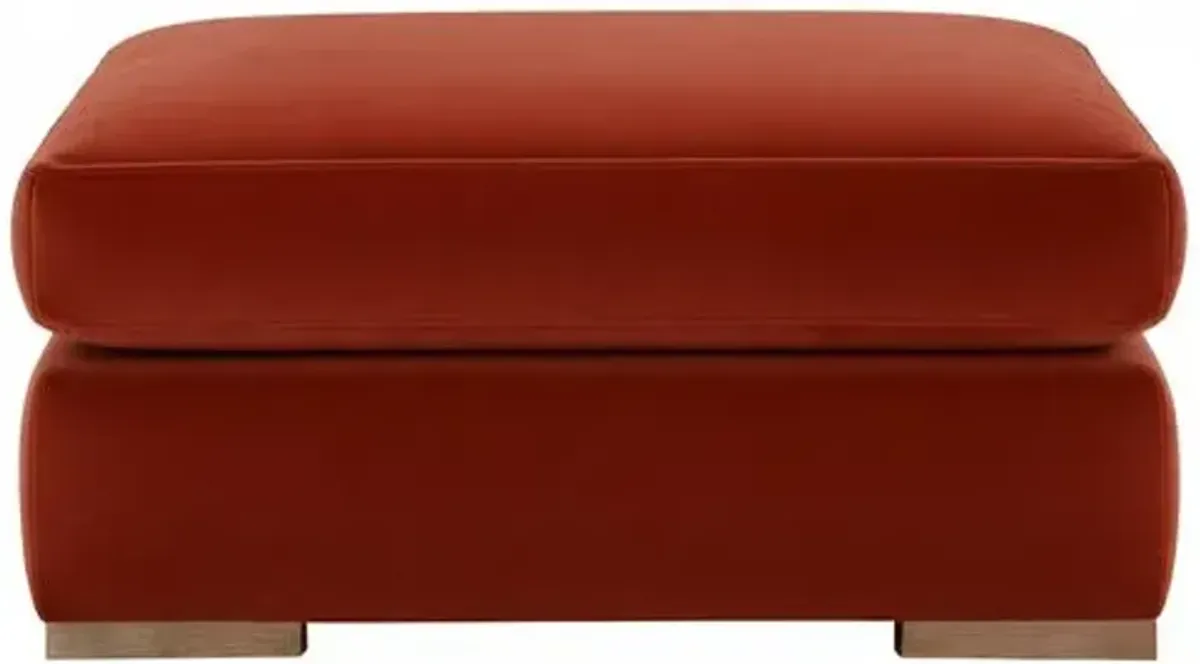 Remington Velvet Ottoman - Brown