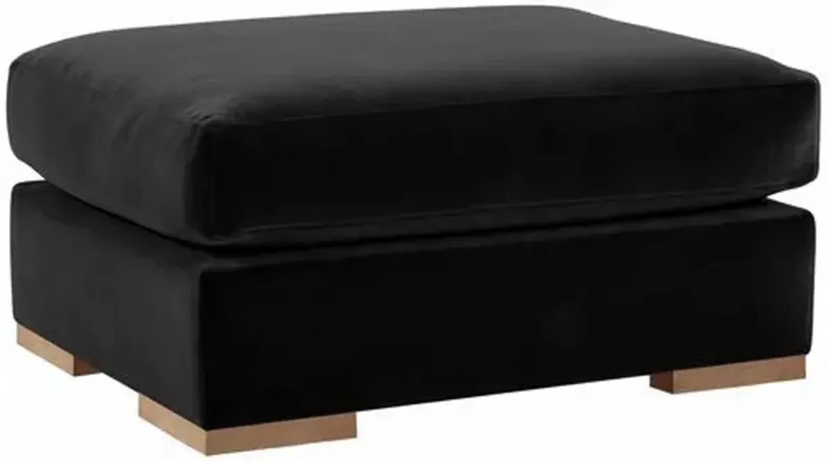 Remington Velvet Ottoman - Black