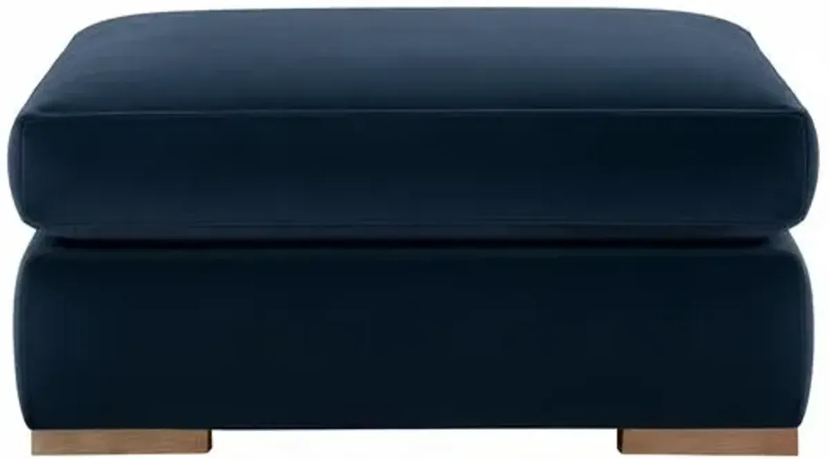 Remington Velvet Ottoman - Blue