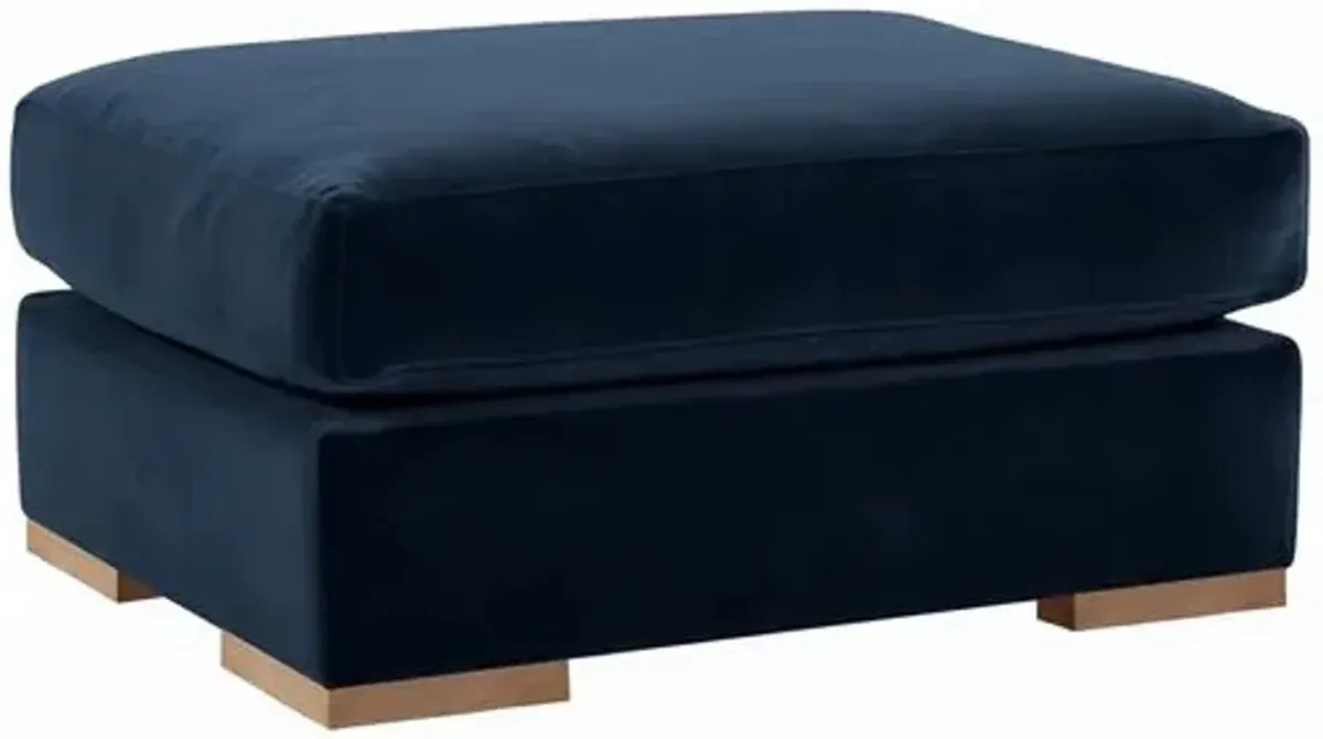 Remington Velvet Ottoman - Blue