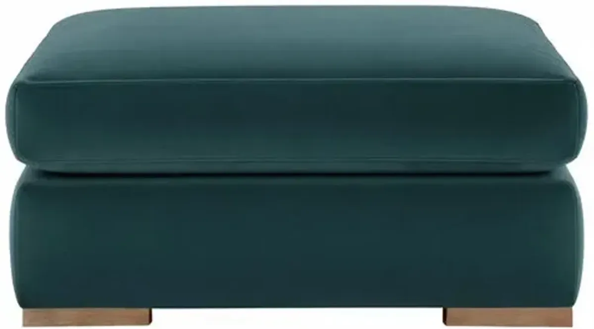 Remington Velvet Ottoman - Blue