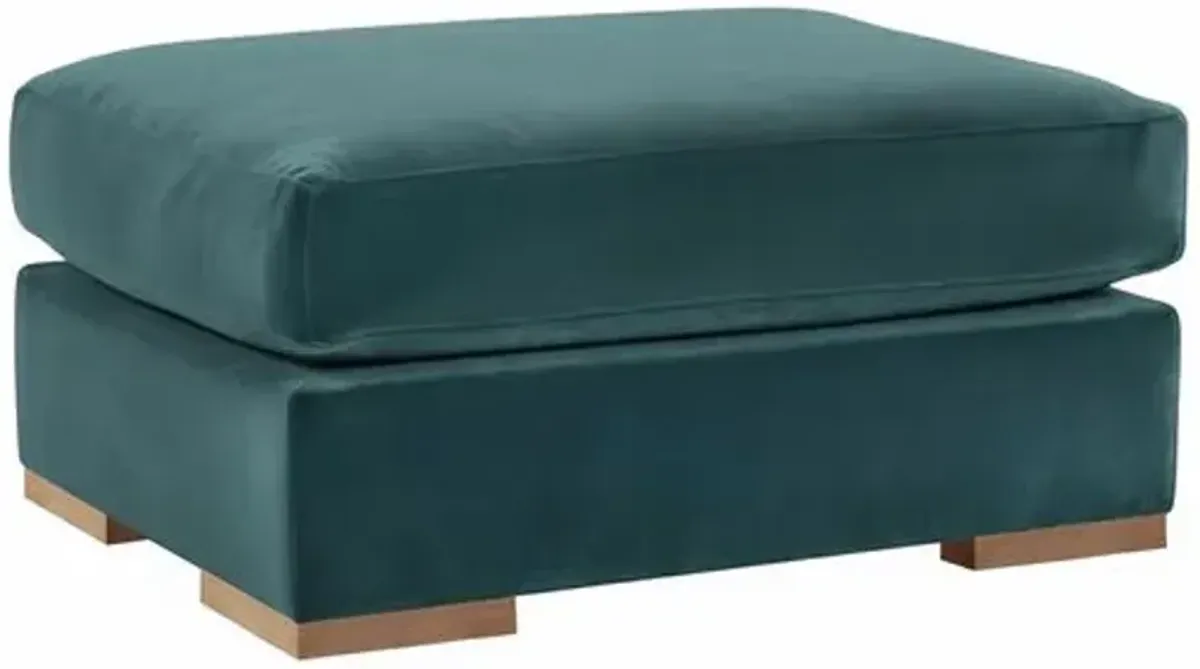 Remington Velvet Ottoman - Blue