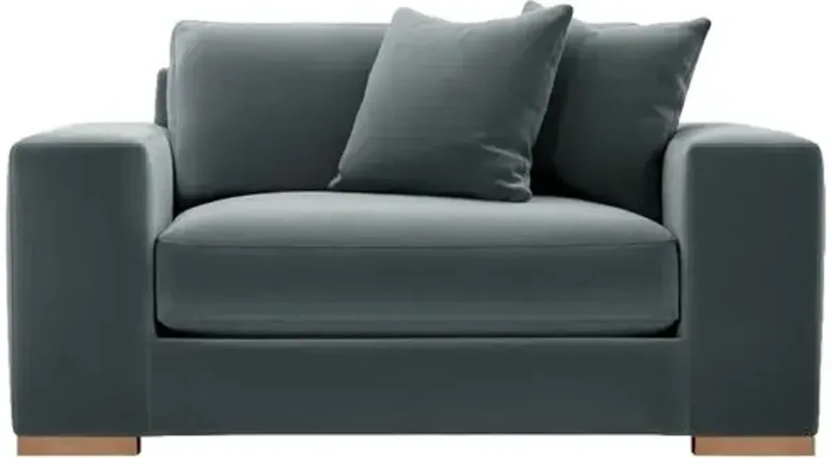 Remington 60" Velvet Chair-and-a-Half - Gray