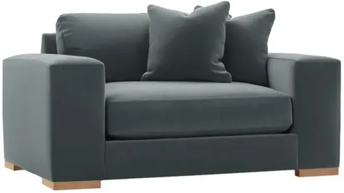 Remington 60" Velvet Chair-and-a-Half - Gray