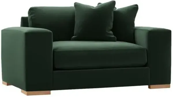 Remington 60" Velvet Chair-and-a-Half - Green
