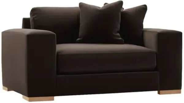 Remington 60" Velvet Chair-and-a-Half - Brown