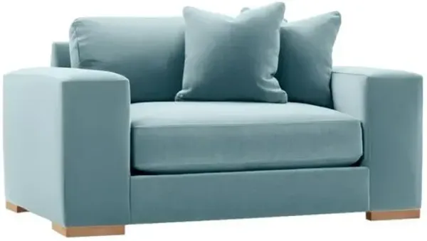 Remington 60" Velvet Chair-and-a-Half - Blue