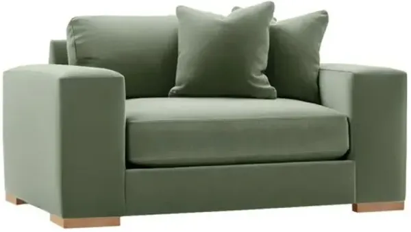 Remington 60" Velvet Chair-and-a-Half - Green