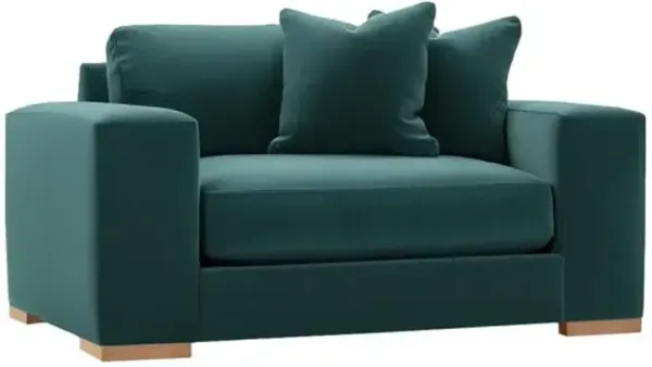 Remington 60" Velvet Chair-and-a-Half - Blue